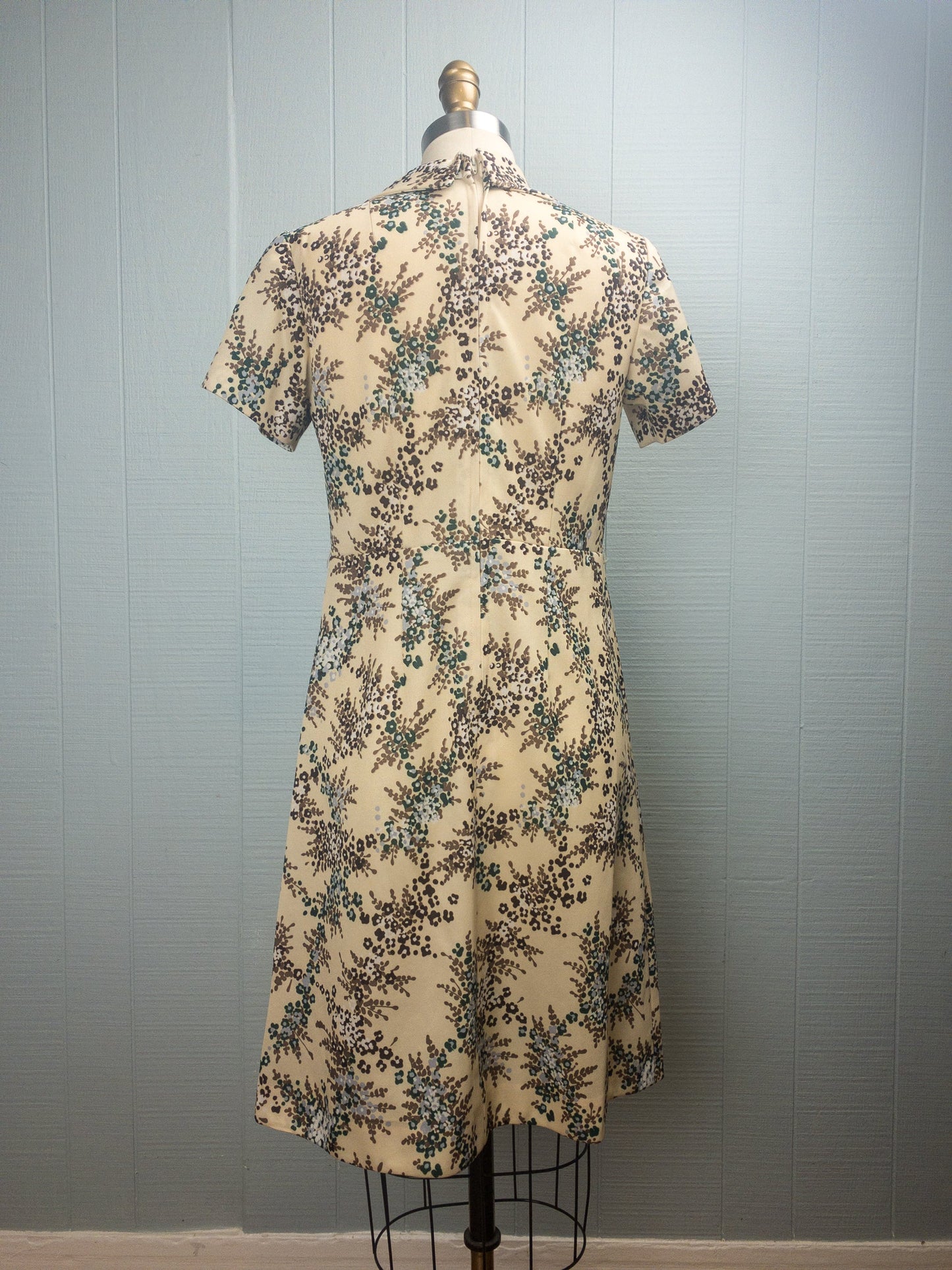 70's Cream Flower Bunch Dress | S/M