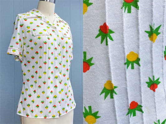 70's Floral Button Tee | S/M