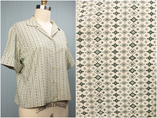 60's Rows of Daisies Button Shirt | M/L
