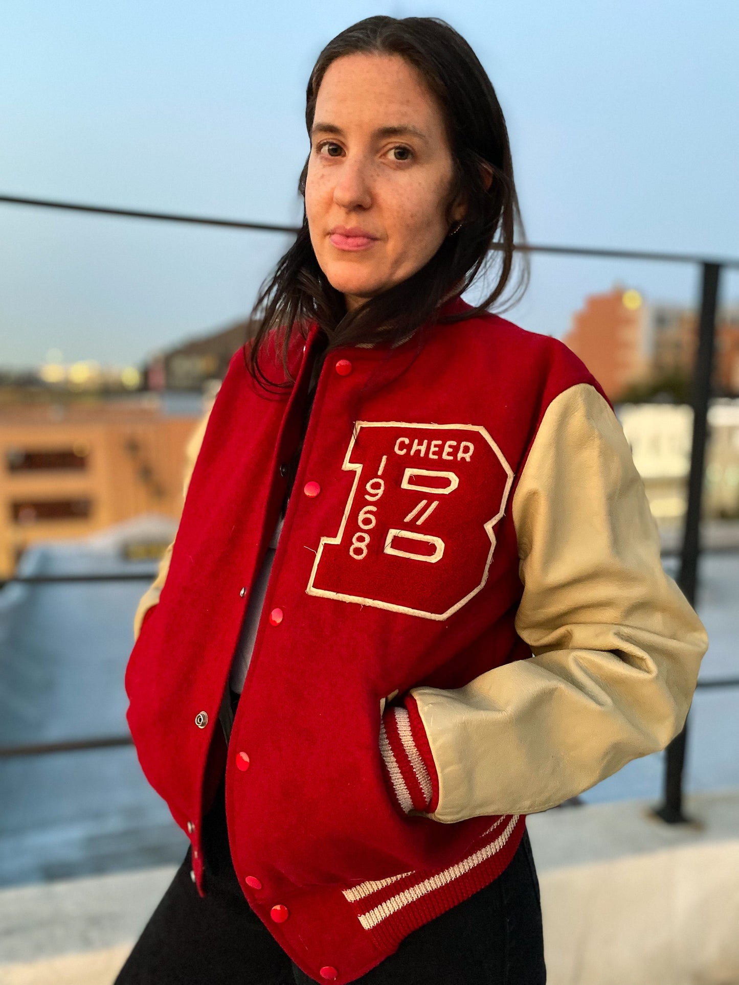 60s Red & Cream Cheer Letterman Jacket