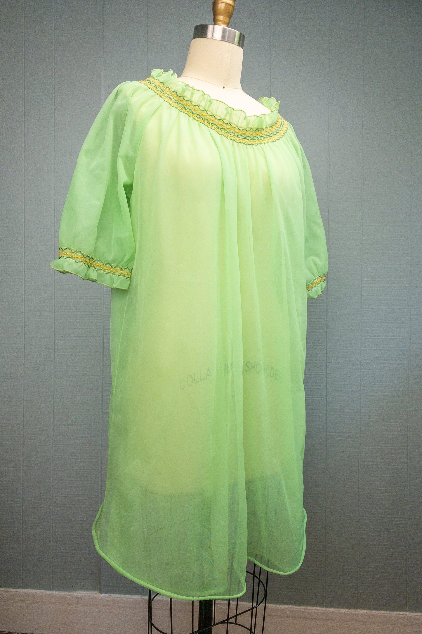 60's Lime Green Sheer Babydoll Nightgown