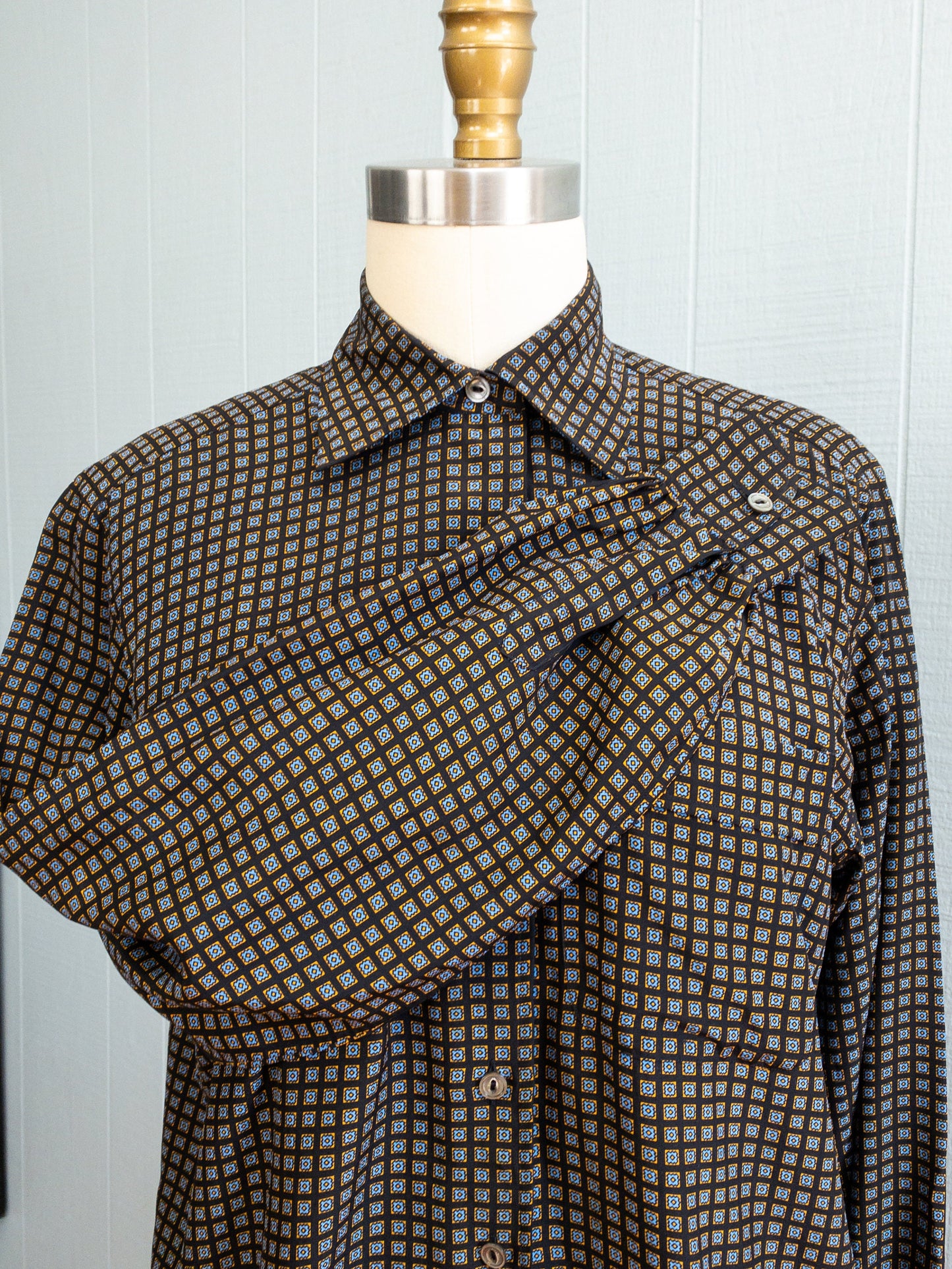 70's/80's YSL Black Patterned Blouse | XS/S