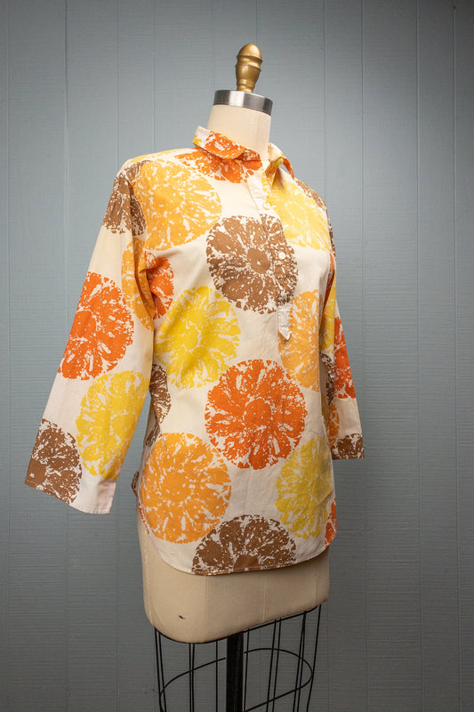 60's Orange Brown Splotch Pullover