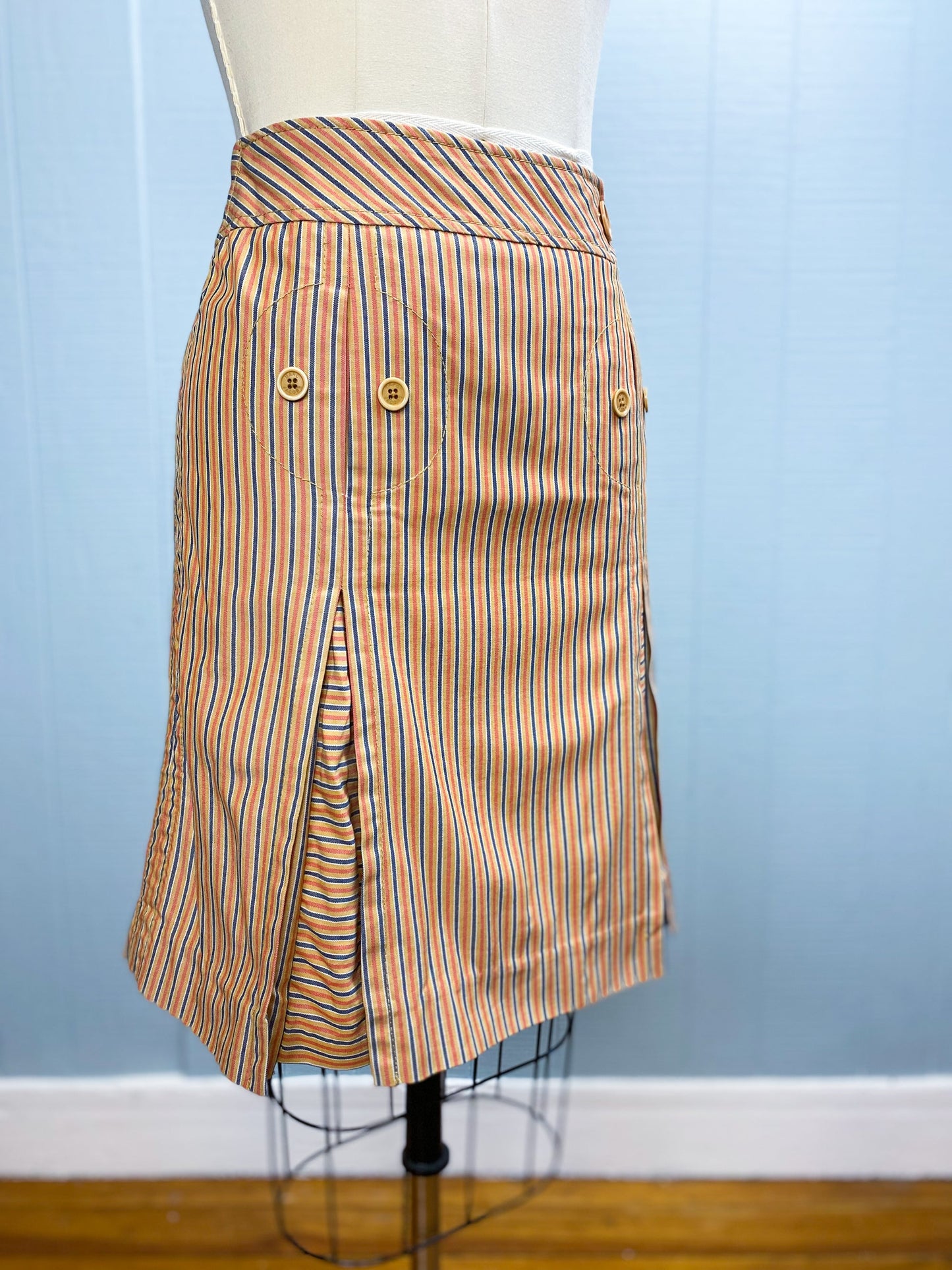 Marc Jacobs Y2K Orange Kick Pleat Striped Skirt Striped