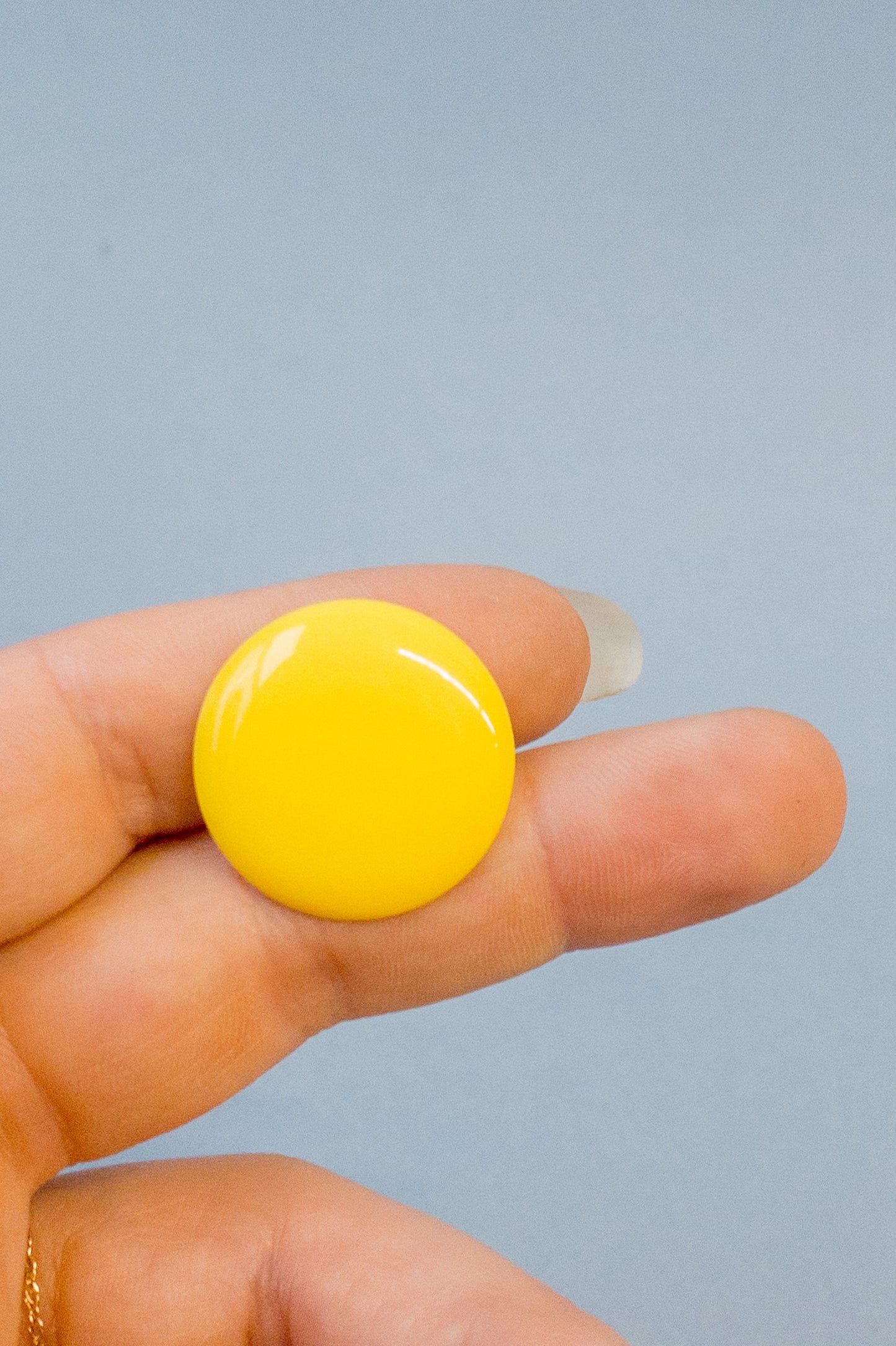 80's Plastic Yellow Button Clip On
