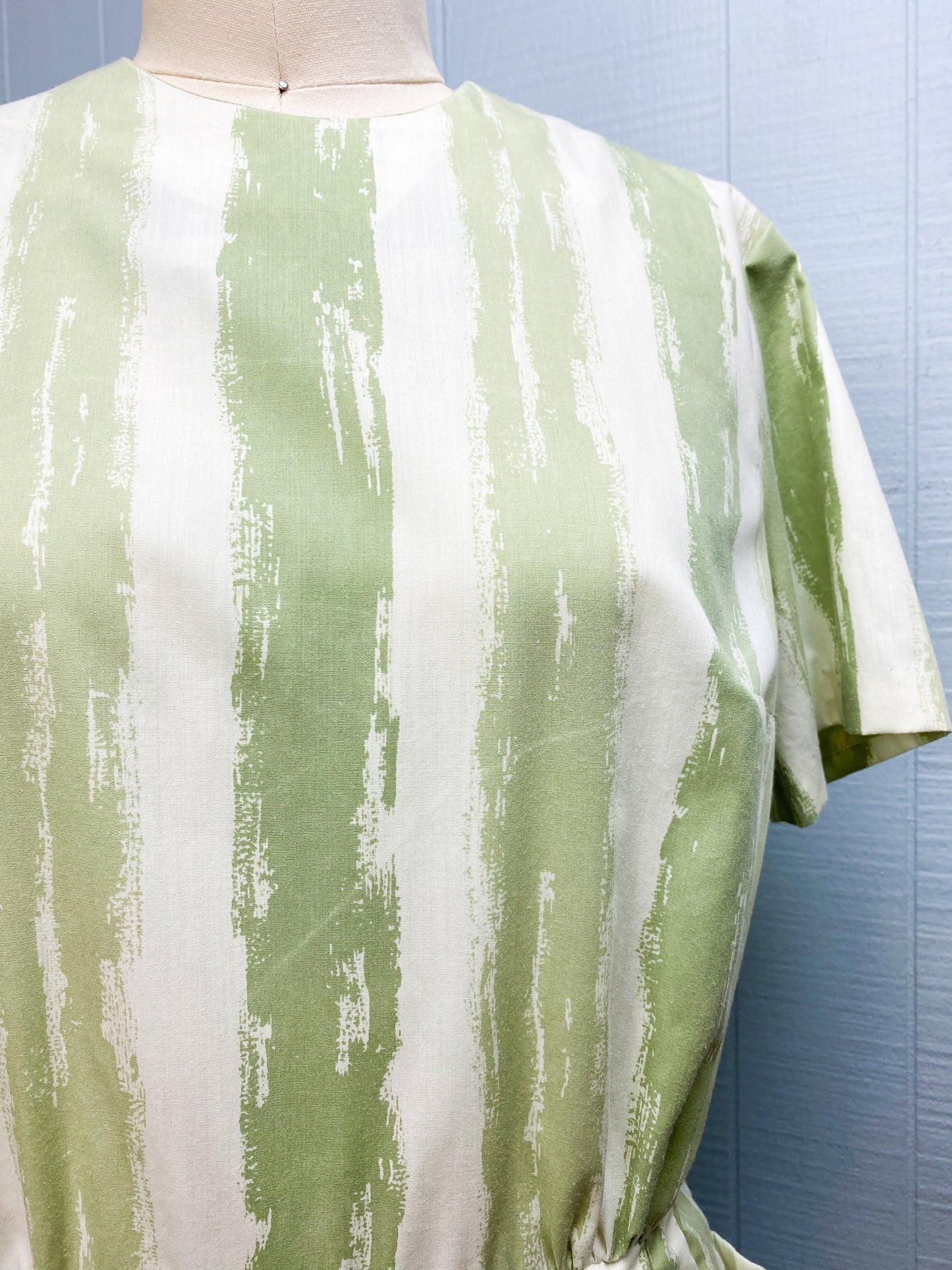 60's Green Paint Stroke Wiggle Dress | L