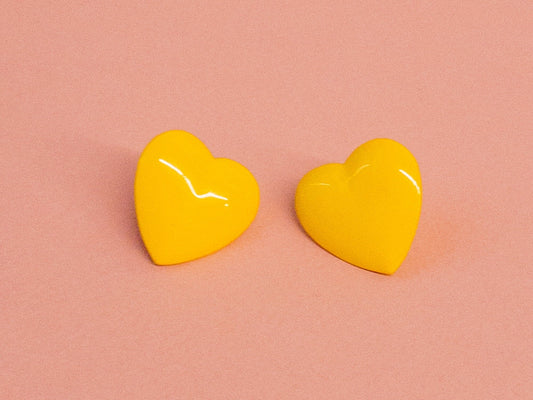 80's Yellow Hearts Earrings