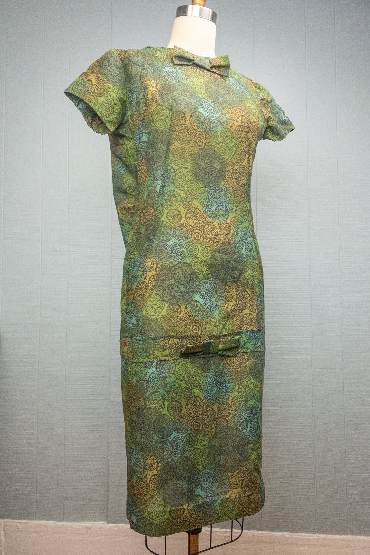 60s Green Watteau Shift | XS/S