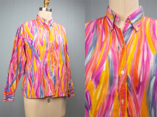 60's Painting with Rainbows Blouse | S/M