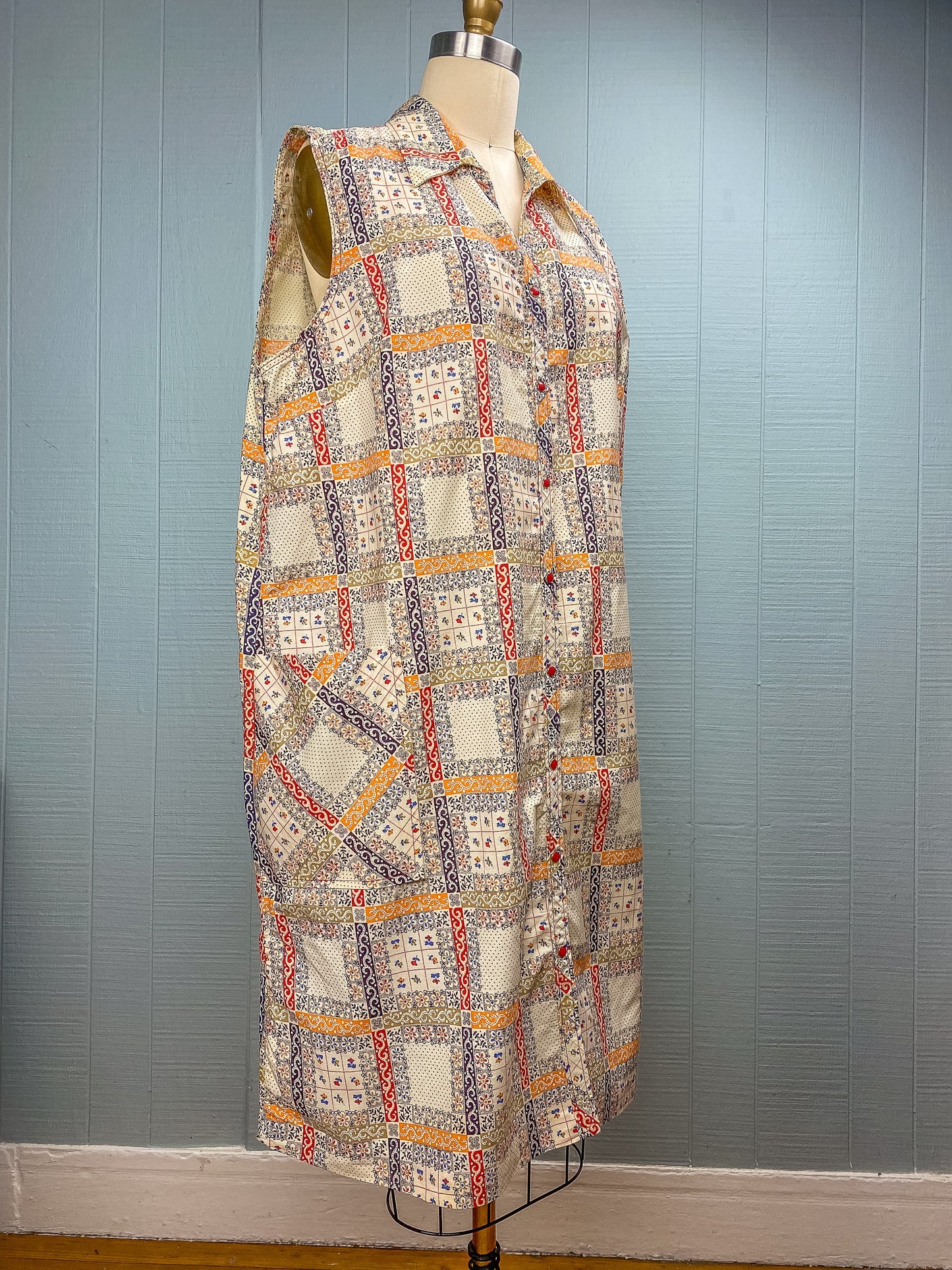 60's Patchwork Snap Front Dress | XL/XXL