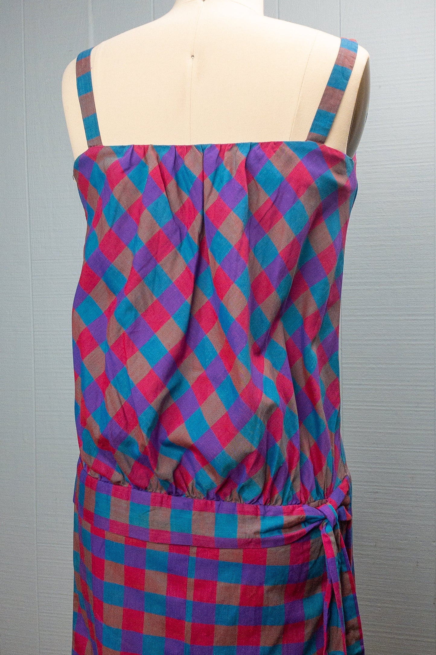 60's Plaid Purple Pink Blue Dress | XXS/XS