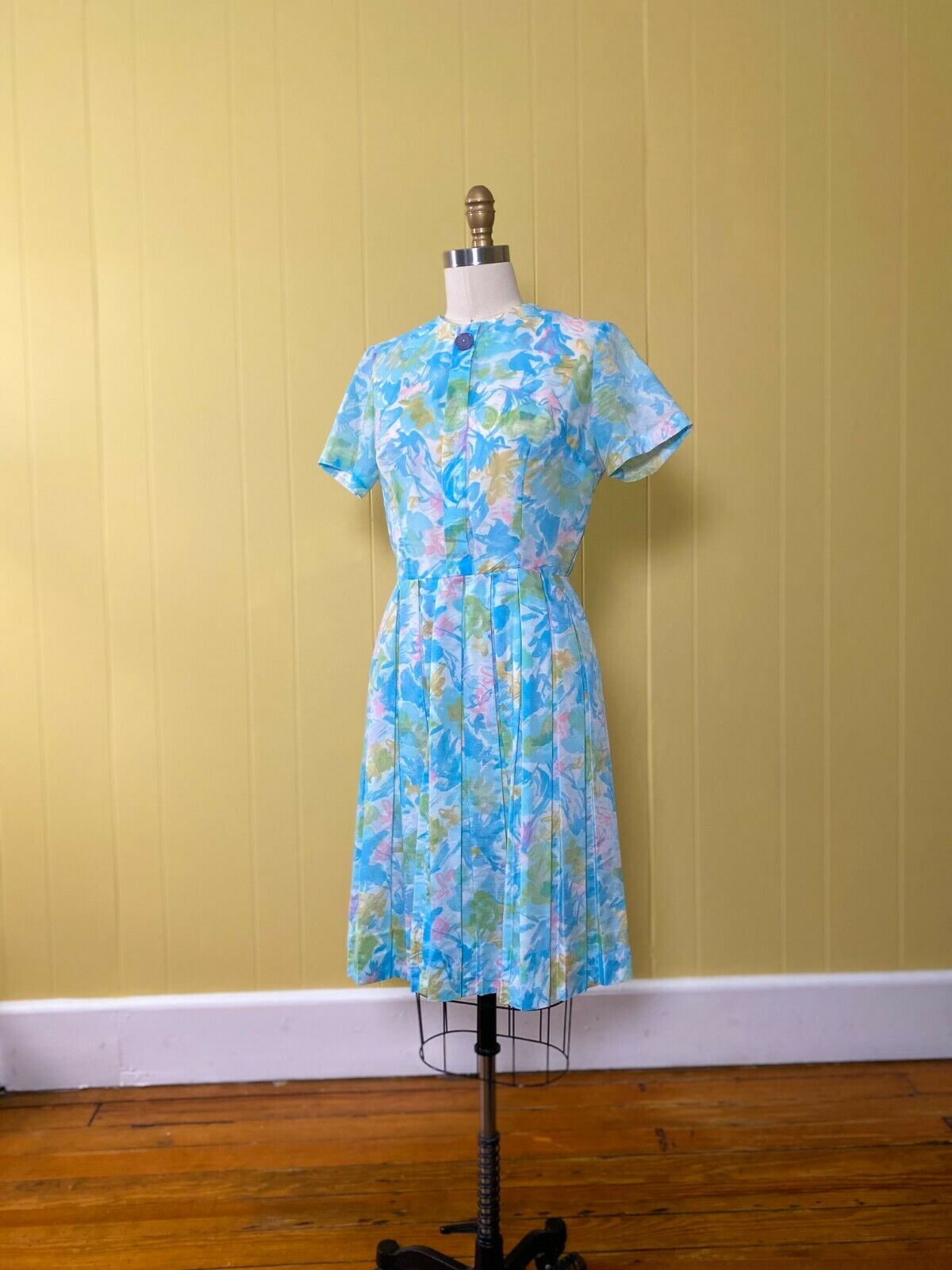 60's Watercolor Floral Pastel Dress