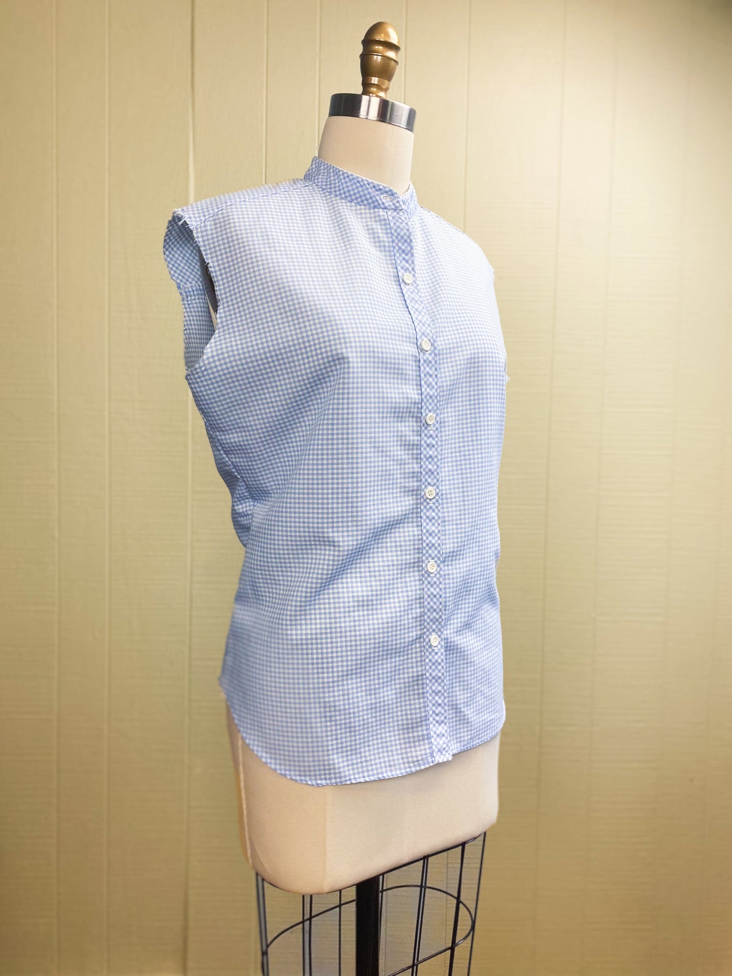 80's Blue Gingham Summer Picnic Shirt | M/L