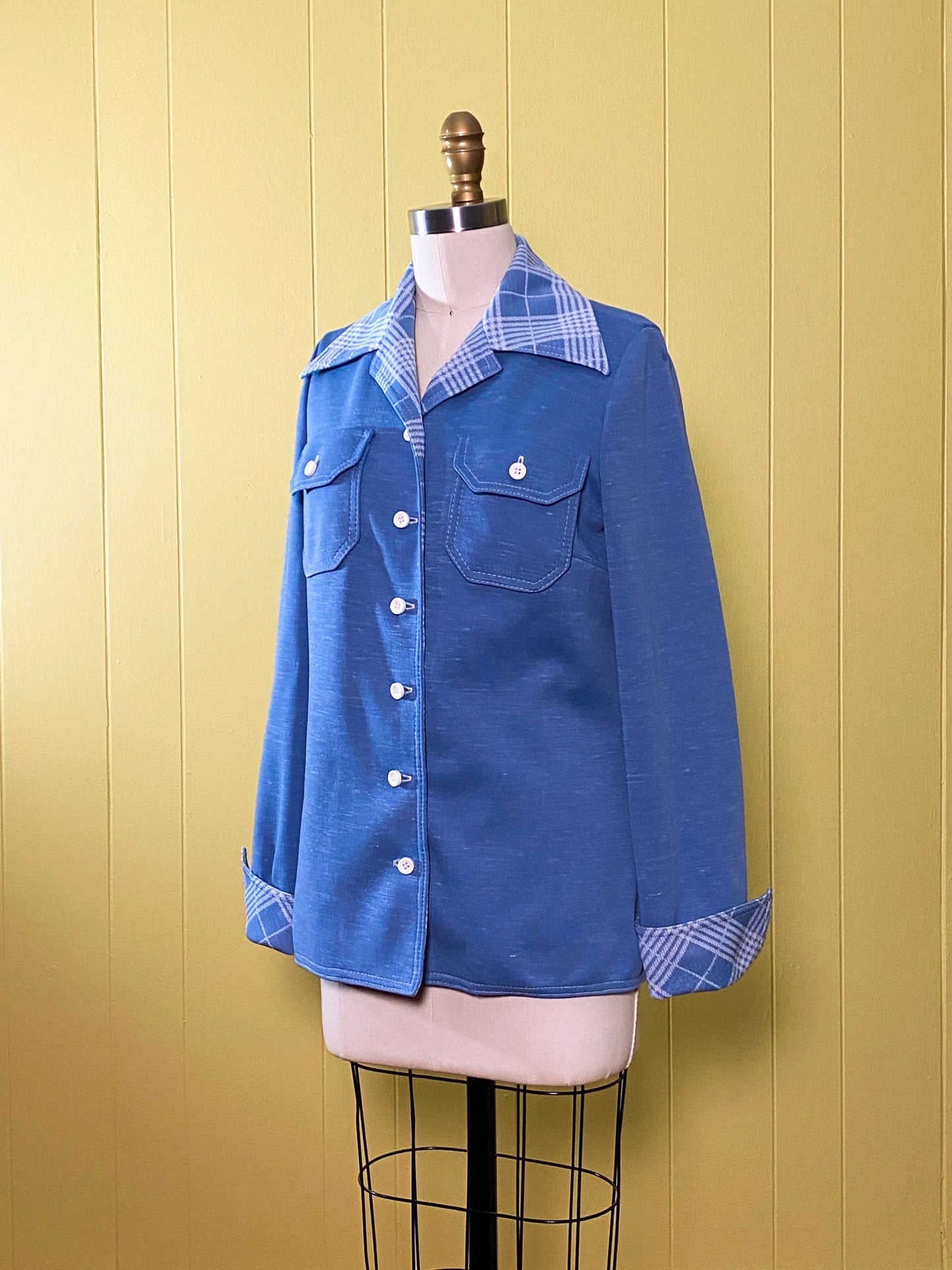 60s 70's Dusty Blue Jacket | S