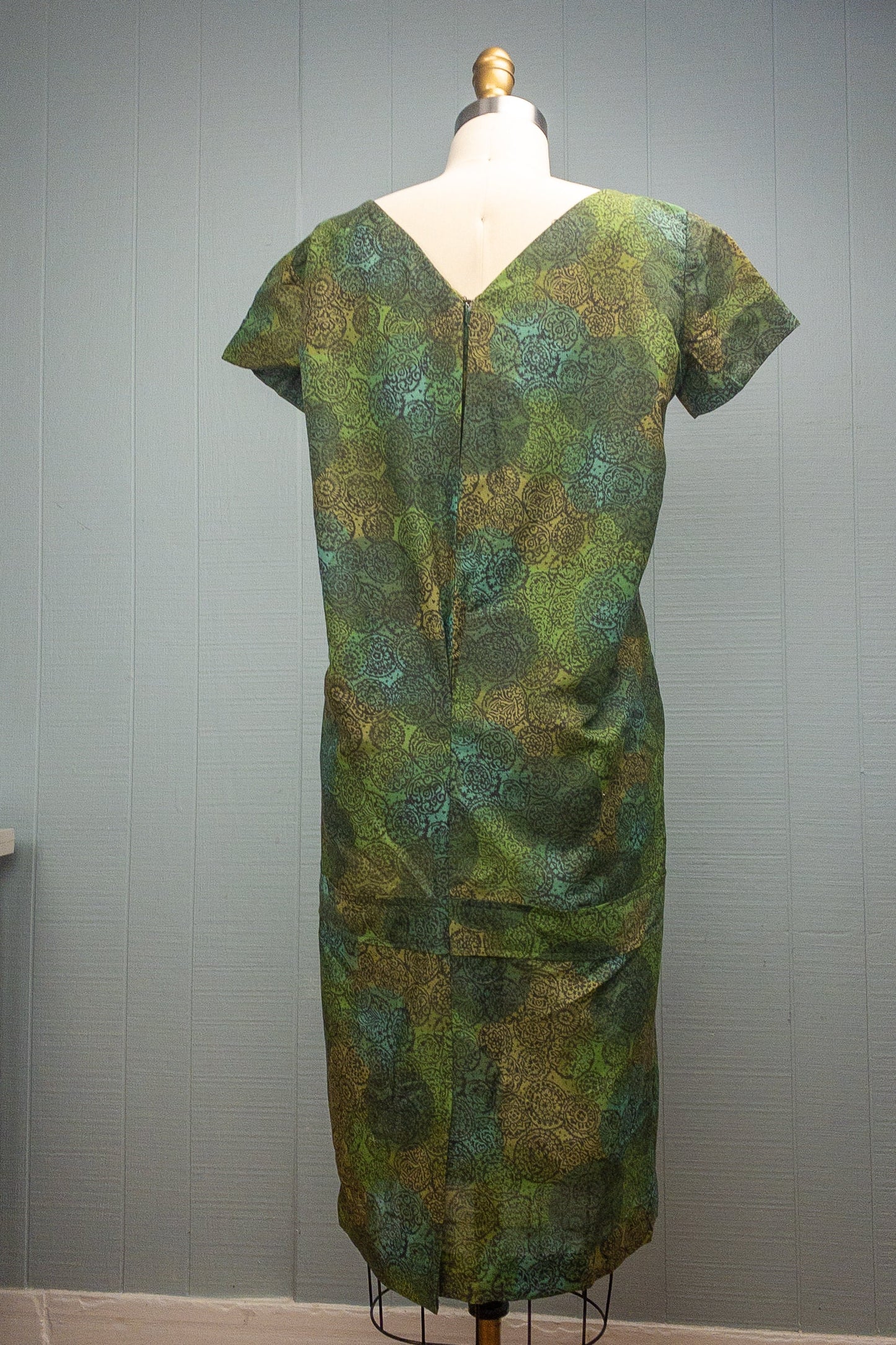 60s Green Watteau Shift | XS/S