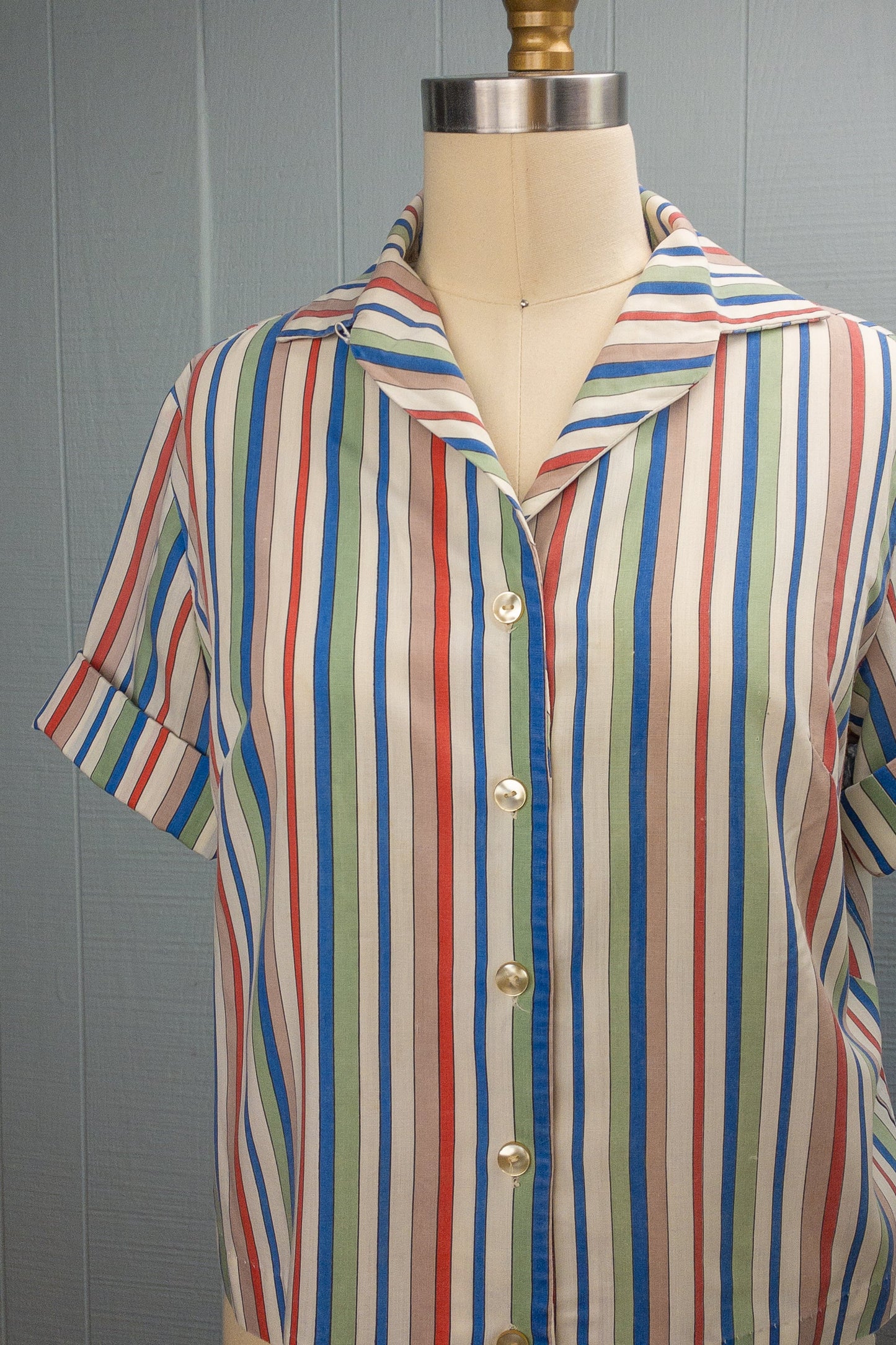 50's Striped Lucy Button Shirt | S/M