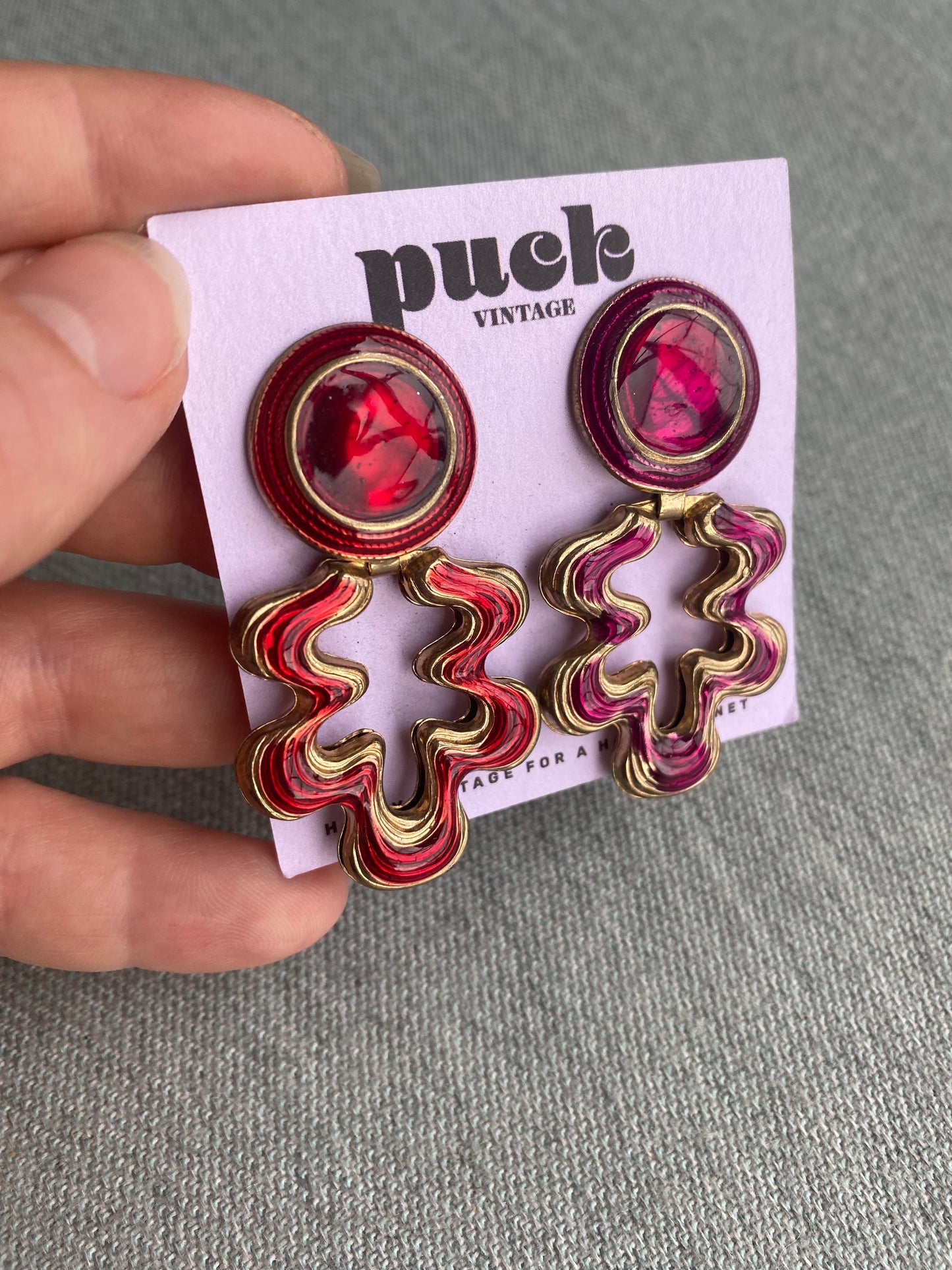 80's Squiggle Blob Pierced Dangle Earrings