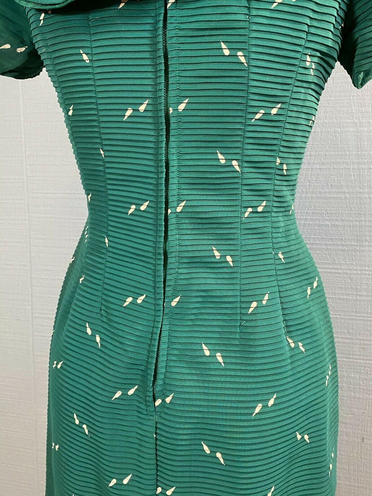 50s Emerald Green Fleck Sailor Dress | S/M